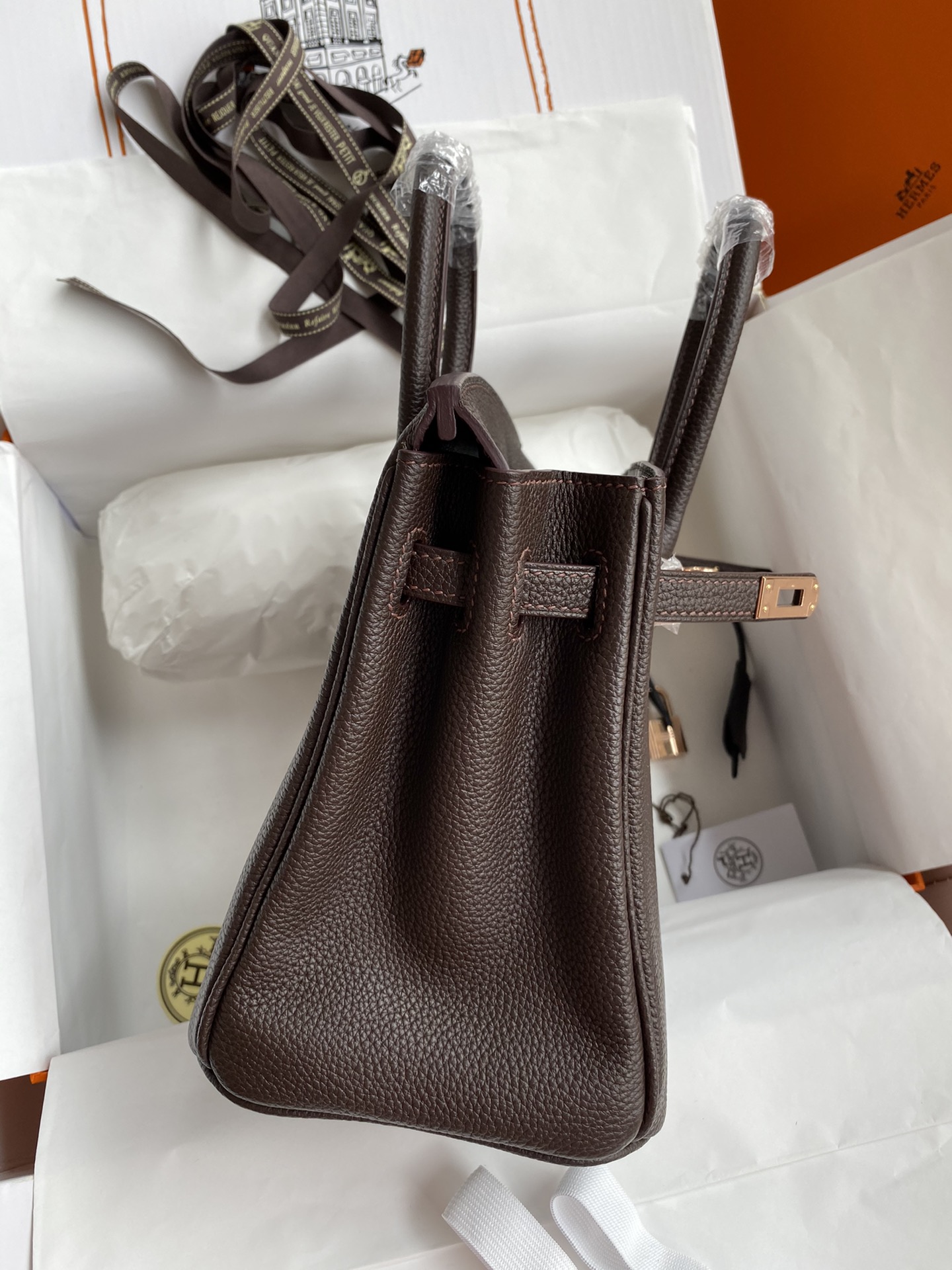 Hermes Birkin 25CM Togo Leather Handbag Dark Caffe